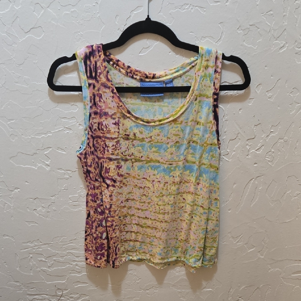 3/$10 Simply Vera Vera Wang Yellow Pink Relaxed Crop Tank